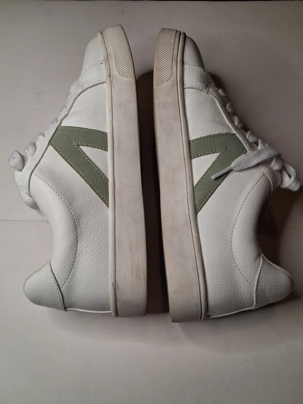 MIA White Sneakers with Sage Green Accent